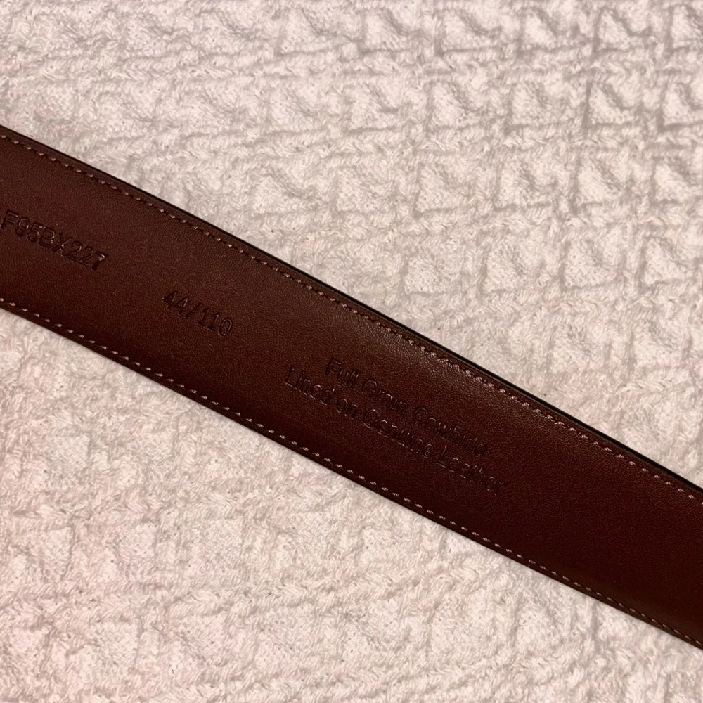Cremieux Men’s 44 Brown genuine leather cowhide belt silver buckle professional